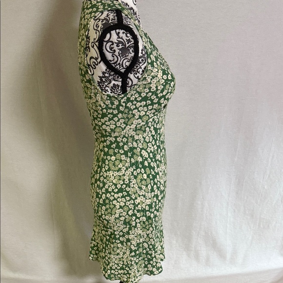 Reformation Calix Green &white Floral Mento pattern Mini Dress Ditsy Print - Picture 6 of 13